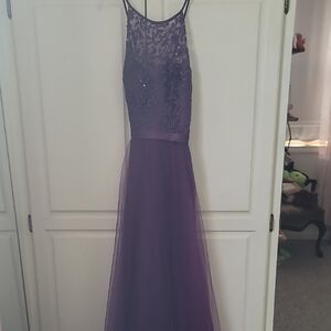 Elegant Purple Lace PromDress